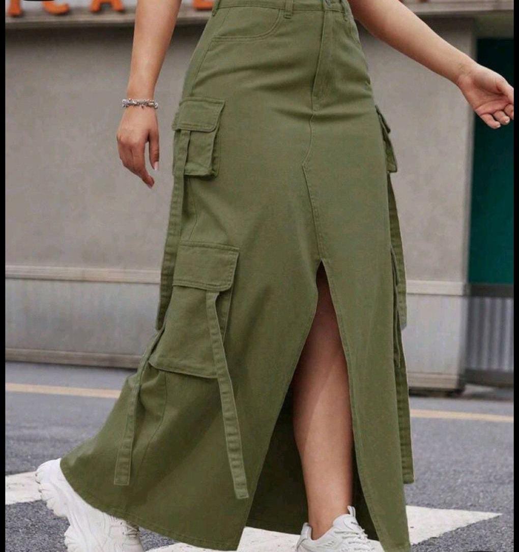 Women's Beige Safari Cargo Skirt