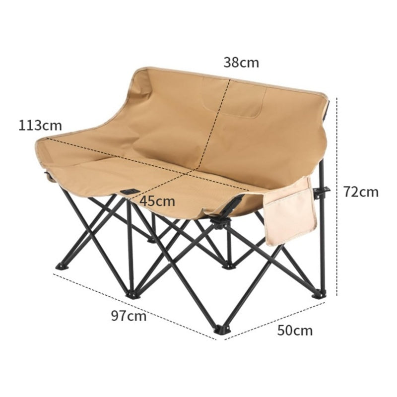 Portable Double Folding Camping Sofa Chair Picnic Chair Foldable Moon Chair with a Carrying Bag