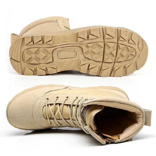 Unisex Tactical Desert Boots, Hiking & Work Boots with Side Zipper