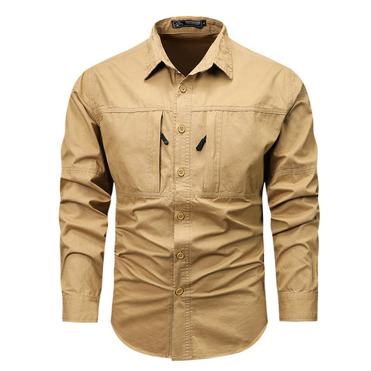 Men's Long-Sleeve Quick Dry Outdoor Safari Cargo Shirt