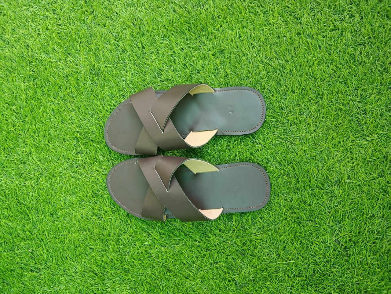 Kenyan Handcrafted Men Leather Slip-on style & Open-toe Outdoor Sandals
