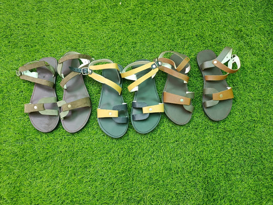 Sandals Handmade Ankle Strap Open-Toe Flats