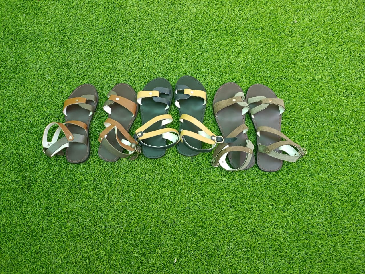 Sandals Handmade Ankle Strap Open-Toe Flats