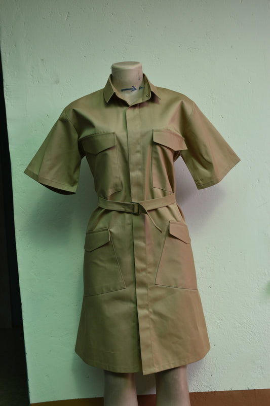 Women's Elegant Knee-Length Cargo Shirt Dress