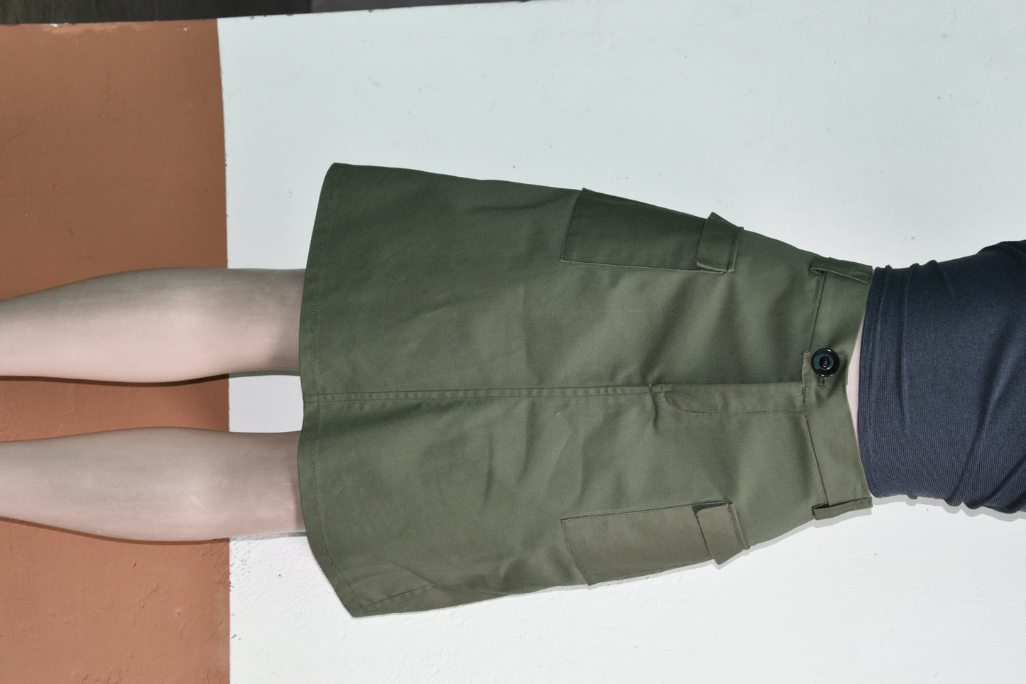 Women's Beige Khaki Cargo Short Skirt