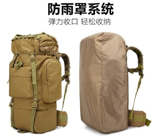 Large-Capacity Tactical Hiking Backpack with Integrated Rain Cover