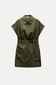 Women's Belted Slim Mini Shirt Dress