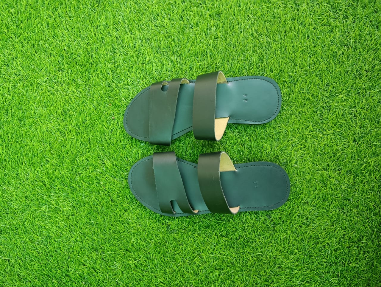 Handmade Double Strap Men's Slides – Kenyan Leather Comfort Sandals
