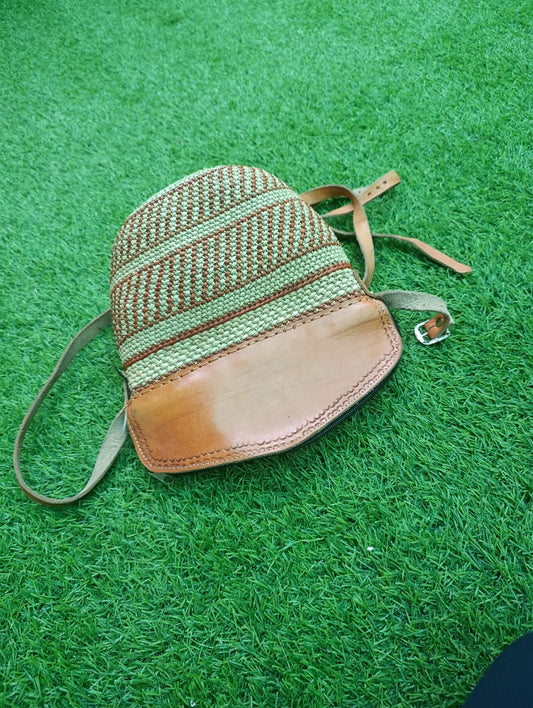 African Kiondo Milulu Sisal & Leather Crossbody Bag