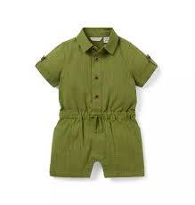 Kids' Cute Button-Down Romper with Belt.