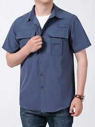 Men's Casual Camo Military Cargo Shirt