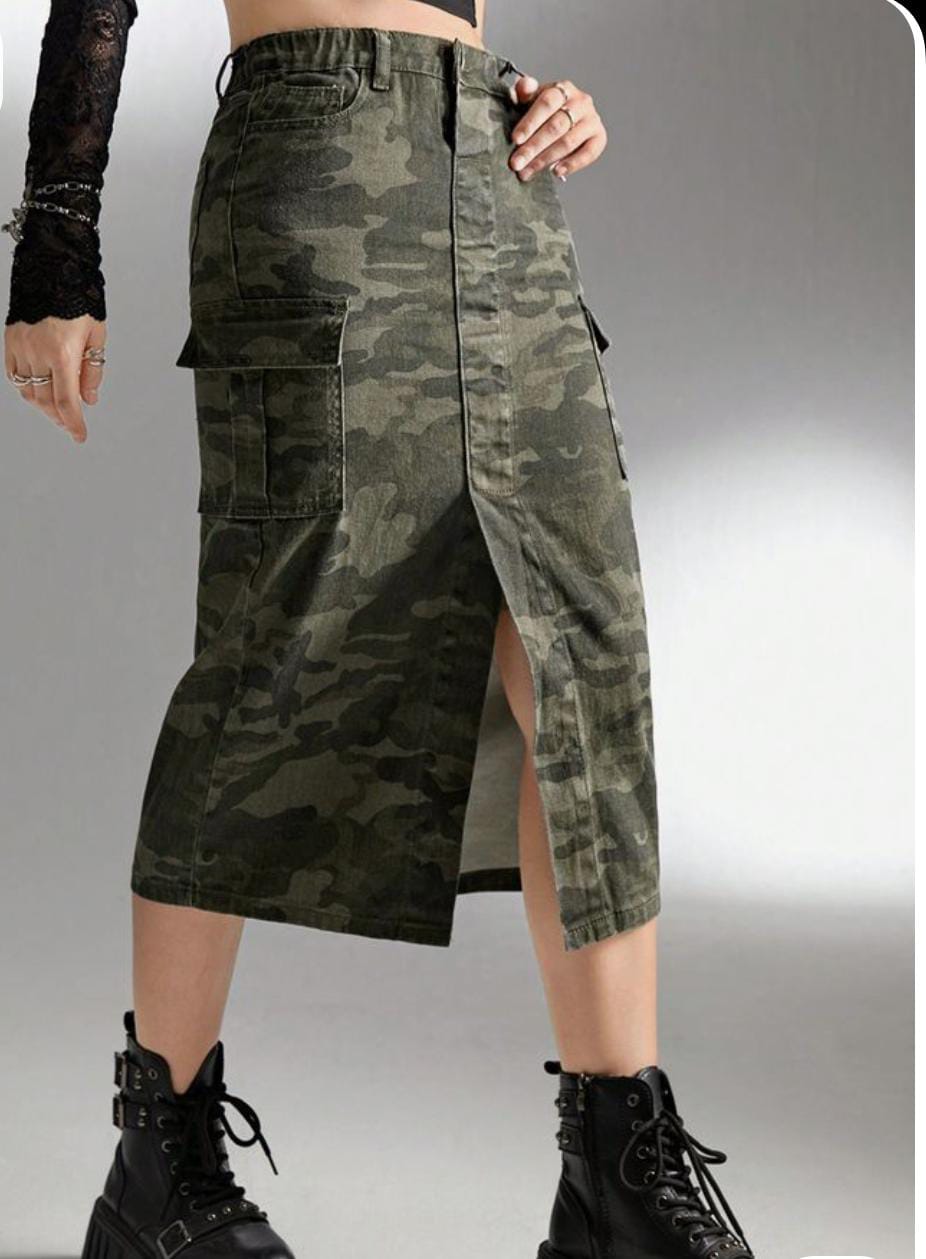 Women's Woodland Camouflage Cargo Skirt
