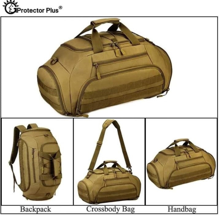 Protector Plus 3-in-1 Tactical Duffel Bag - Convertible Backpack & Gym Bag