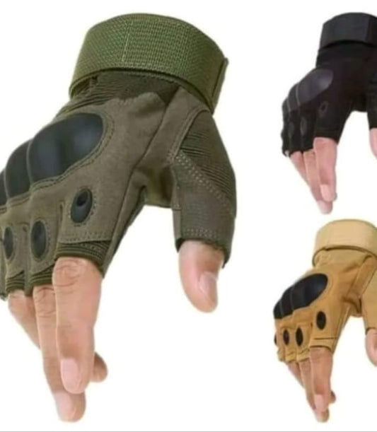 Tactical Fingerless Gloves with Hard Knuckle Protection