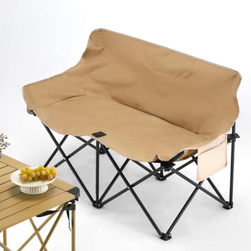 Portable Double Folding Camping Sofa Chair Picnic Chair Foldable Moon Chair with a Carrying Bag