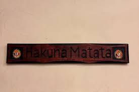Handcrafted African Wall Art – “Hakuna Matata” Wooden Sign with Beadwork