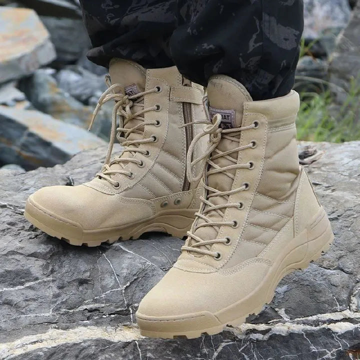 Unisex Tactical Desert Boots, Hiking & Work Boots with Side Zipper