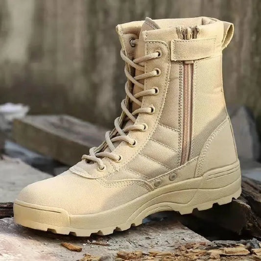 Unisex Tactical Desert Boots, Hiking & Work Boots with Side Zipper