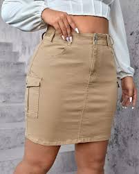 Women's Beige Khaki Cargo Short Skirt