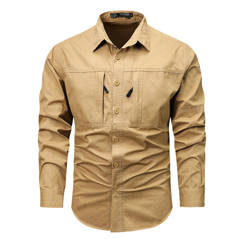 Men's Long-Sleeve Quick Dry Outdoor Safari Cargo Shirt