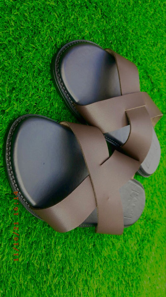 Kenyan Handcrafted Men Leather Slip-on style & Open-toe Outdoor Sandals