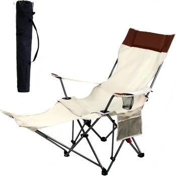 Portable Folding Camping Recliner Chair with Footrest - Dual-Purpose Folding Lounge Chair