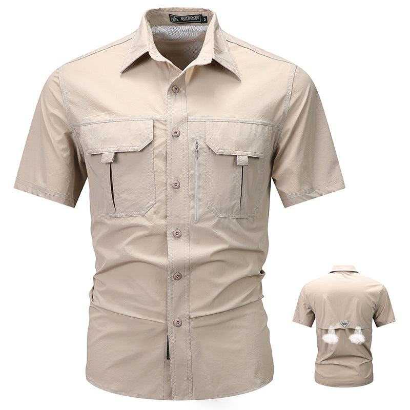 Men's Casual Tactical Cargo Short Sleeved Shirt