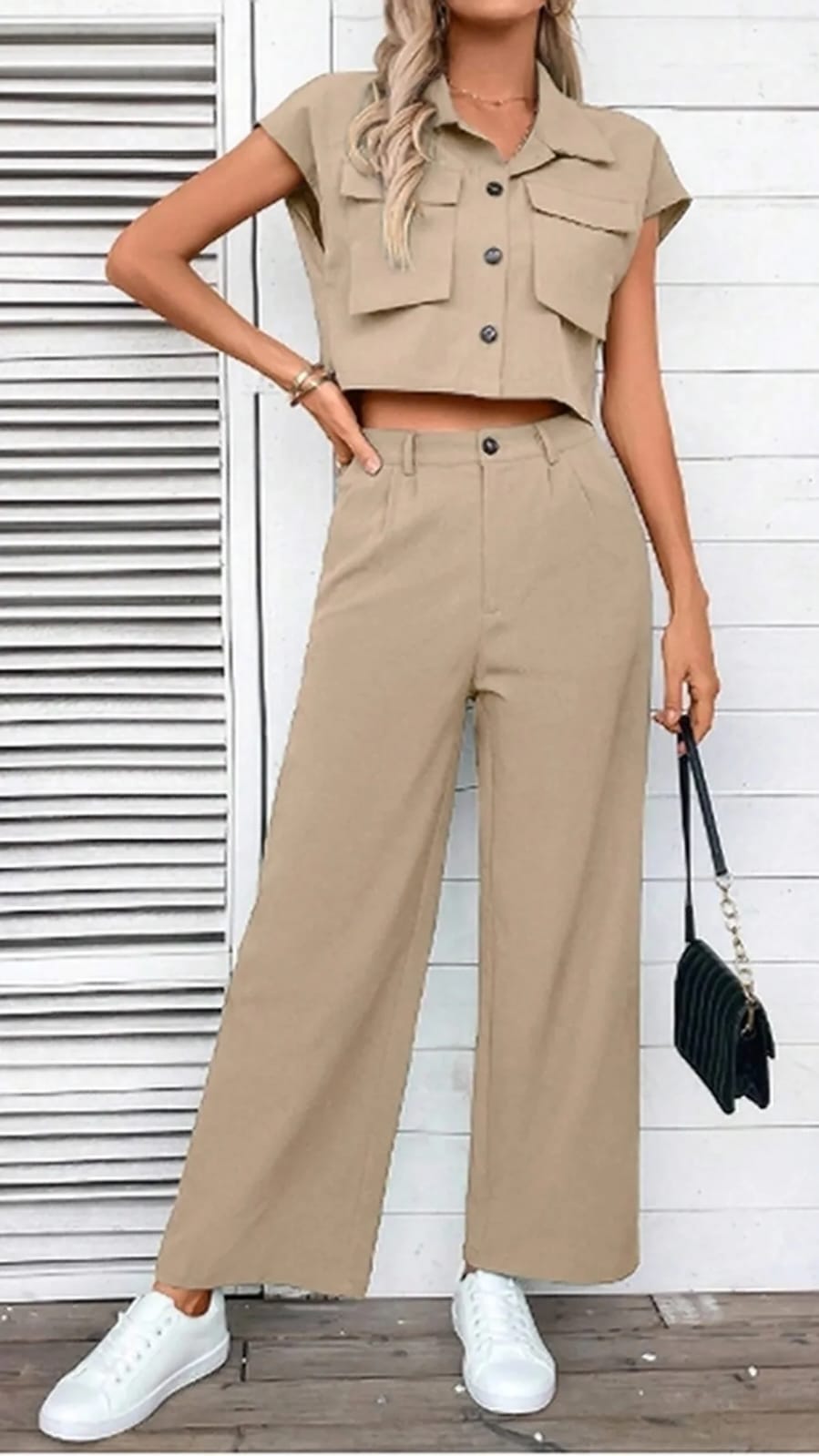 Women’s Khaki 2-Piece  Suit Set