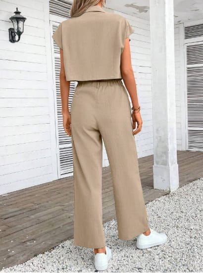 Women’s Khaki 2-Piece  Suit Set