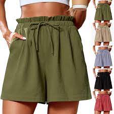 Flowy Linen High Waisted Shorts for Women