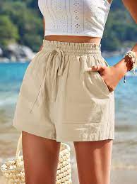 Flowy Linen High Waisted Shorts for Women