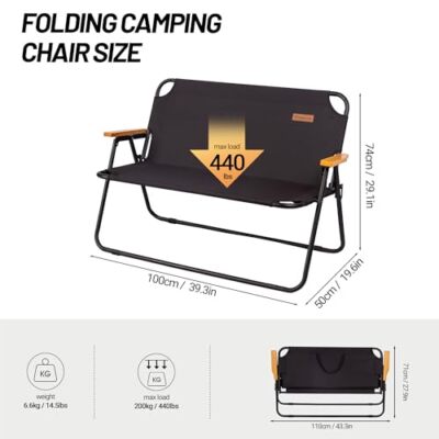 Portable Outdoor Folding Loveseat, Double Camping Chair