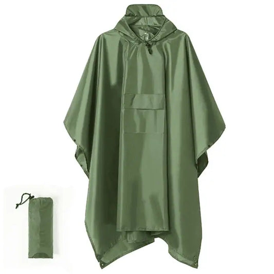 Tactical Army Green Waterproof Rain Poncho: Heavy-Duty Outdoor Gear
