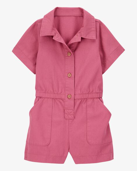 Kids' Cute Button-Down Romper with Belt.