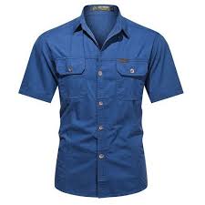 Men's Casual Camo Military Cargo Shirt