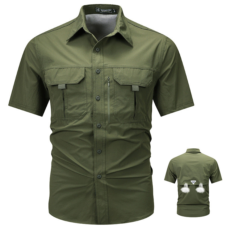 Men's Casual Tactical Cargo Short Sleeved Shirt