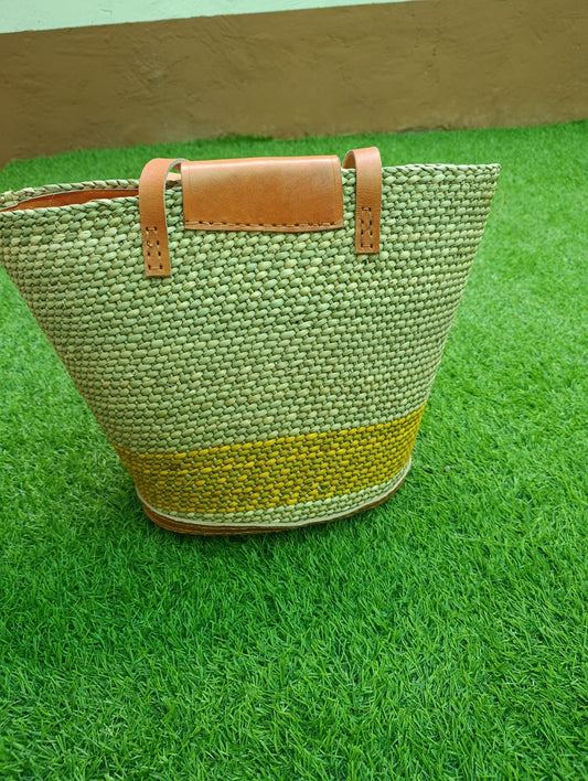 Eco Woven Handmade Iringa Sisal & Leather Kiondo African Tote Bag