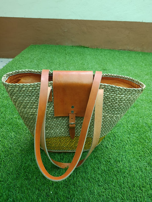 Eco Woven Handmade Iringa Sisal & Leather Kiondo African Tote Bag